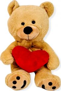BLUBELL Miś z sercem pluszowy klasyczny Duży Misiek 50 cm Beżowy z sercem 3