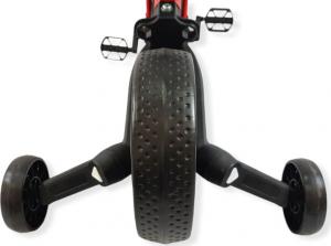 Rowerek biegowy BLUBELL czterokołowy koła pomocnicze i pedały składany 110 czerwony 4