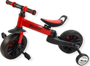 Rowerek biegowy BLUBELL czterokołowy koła pomocnicze i pedały składany 110 czerwony 5