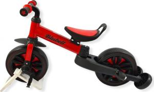 Rowerek biegowy BLUBELL czterokołowy koła pomocnicze i pedały składany 110 czerwony 8