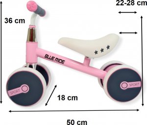 Blue Ride Rowerek biegowy jeździk pchacz dla dzieci 4kołowy 1002 różowy 2