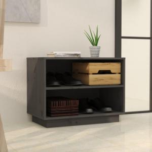 vidaXL Szafka na buty, szara, 60x34x45 cm, lite drewno sosnowe 3