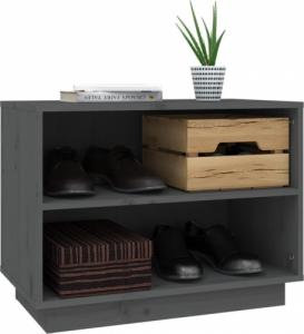 vidaXL Szafka na buty, szara, 60x34x45 cm, lite drewno sosnowe 4