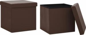 vidaXL vidaXL Składane stołki ze schowkiem, 2 szt., brązowe, PVC 2