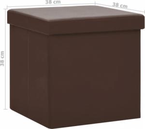 vidaXL vidaXL Składane stołki ze schowkiem, 2 szt., brązowe, PVC 9