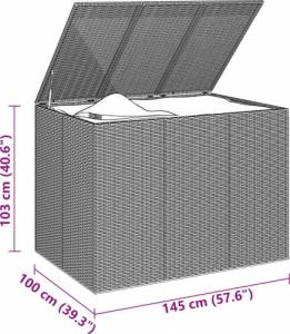 Skrzynia ogrodowa vidaXL vidaXL Skrzynia na poduszki ogrodowe, rattan PE, 145x100x103cm, szara 5