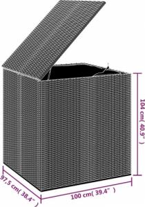 Skrzynia ogrodowa vidaXL vidaXL Skrzynia na poduszki ogrodowe, rattan PE, 100x97,5x104cm, szara 5