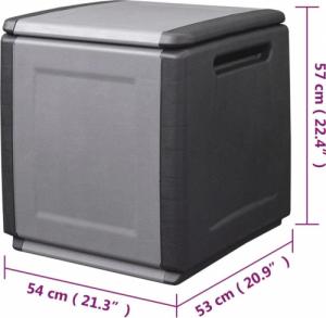 Skrzynia ogrodowa vidaXL vidaXL Skrzynia ogrodowa, 54x53x57 cm, 130 L, ciemnoszaro-czarna 7