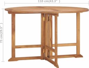 vidaXL vidaXL Składany stół ogrodowy, 110x75 cm, lite drewno tekowe 7