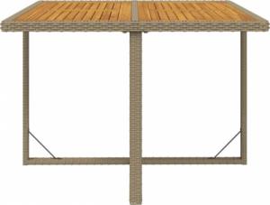 vidaXL vidaXL Stół ogrodowy, beżowy, 109x107x74 cm, polirattan i lita akacja 4