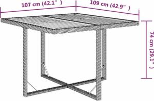 vidaXL vidaXL Stół ogrodowy, beżowy, 109x107x74 cm, polirattan i lita akacja 8