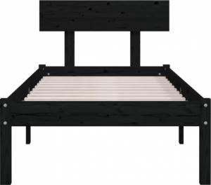 vidaXL vidaXL Rama łóżka, czarna, drewno sosnowe, 75x190 cm, pojedyncza 4
