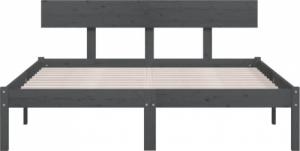 vidaXL Rama łóżka, szara, lite drewno sosnowe, 200 x 200 cm 4