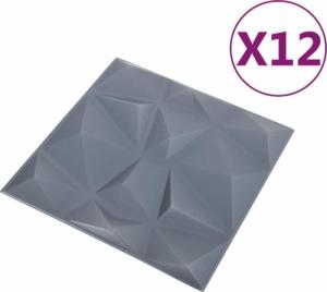 vidaXL vidaXL Panele ścienne 3D, 12 szt., 50x50 cm, szary diament, 3 m 2
