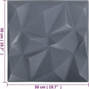vidaXL vidaXL Panele ścienne 3D, 12 szt., 50x50 cm, szary diament, 3 m 6