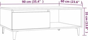 vidaXL Stolik kawowy, przydymiony dąb, 90x60x35 cm, płyta wiórowa 8