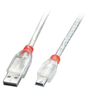 Kabel USB Lindy USB-A - miniUSB 5 m Przezroczysty (41785) 1