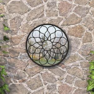 vidaXL vidaXL Lustro ogrodowe, czarne, 60x3 cm, okrągła żelazna rama 2
