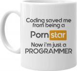 Koszulkowy Coding saved me from being a pornstar, now i'm just a programmer - kubek z nadrukiem 1