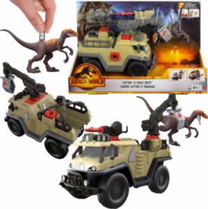 Mattel Jurassic World pojazd Łapacz dinozaurów i figurka Velociraptor (GWD66) 1