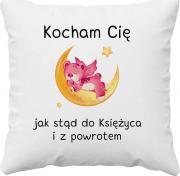 Koszulkowy Kocham Cię jak stąd do Księżyca i z powrotem - poduszka z nadrukiem 1