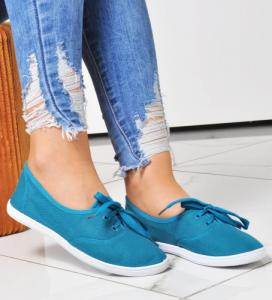Pantofelek24 Wiązane damskie tenisówki turkusowe /A1-1 7793 S094/ 36 2