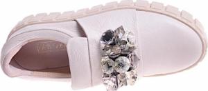 Pantofelek24 Beżowe skórzane damskie trampki creepersy /F8-2 11728 N0200/ 40 7