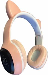 Słuchawki Techonic Kocie Uszy LED RGB Różowe 1