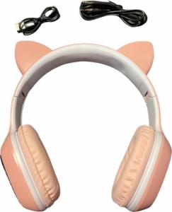 Słuchawki Techonic Kocie Uszy LED RGB Różowe 2