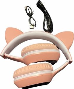 Słuchawki Techonic Kocie Uszy LED RGB Różowe 3