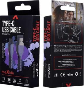 Kabel USB Techonic TelForceOne Maxlife kabel MXUC-04 USB - USB-C 1,0 m 3A fioletowy 2