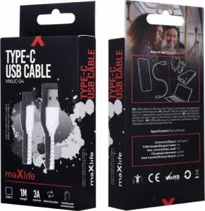 Kabel USB Techonic TelForceOne Maxlife kabel MXUC-04 USB - USB-C 1,0 m 3A biały 2