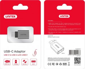 Adapter USB Unitek USB-C - USB Srebrny  (Y-A025CGY) 5