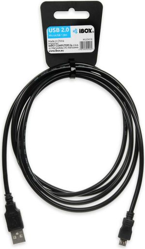 Kabel USB iBOX USB-A - microUSB 1.8 m Czarny (IKU2M18) 2
