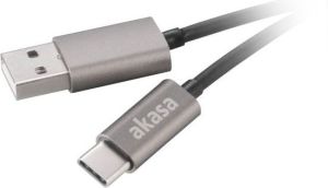Kabel USB Akasa USB-A - USB-C 1 m Srebrny (AK-CBUB32-10GR) 1