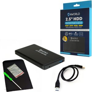 Kieszeń 4World Obudowa USB 3.0 na dysk HDD 2.5'' SATA II aluminiowa, czarna (10253) 4