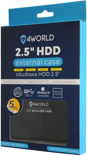 Kieszeń 4World Obudowa USB 3.0 na dysk HDD 2.5'' SATA II aluminiowa, czarna (10253) 5