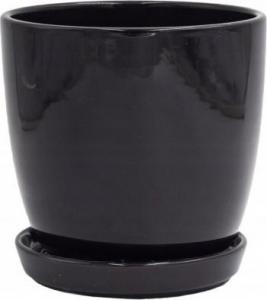 Polnix Doniczka ceramiczna z podstawką czarna 15 cm 1