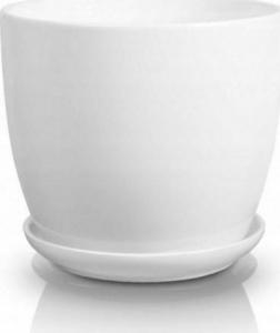 Polnix Doniczka ceramiczna z podstawką biała 21 cm 1