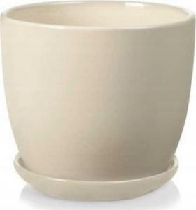 Polnix Doniczka ceramiczna z podstawką 15 cm kremowa 1
