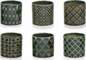 Polux Doniczka ceramiczna ciemna zieleń mix wzorów 13 cm 1