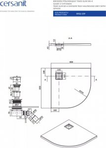 Brodzik Cersanit Tako półokrągły narożny 80 cm x 80 cm (AZTF1000823530) 3