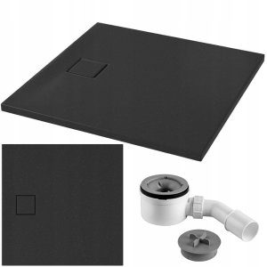 Brodzik Cersanit W S932-166 SET B459 BRODZIK KWADRATOWY TAKO SLIM 90X4 CZARNY MAT ( S932-154 ) + SYFON (VIRT)// KNC.B.TAKO.KW.90X4-CZ+SYF 6