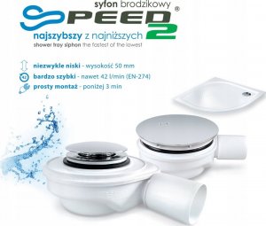 Syfon Kerra 19232 SYFON BRODZIK.CZARNY SPEED2 FI 90, WYS. 50MM, ODPŁYW FI40 42L/MIN, CZYSZCZ. Z GÓRY, // S.BRODZ.A.19232 9