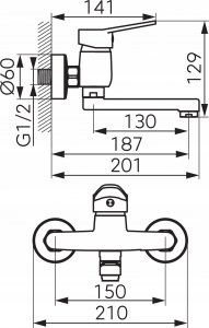 Bateria umywalkowa Ferro BAT. ISSO UMYWALKA ŚCIENNA,CHROM FERRO// BF.BIS3 2
