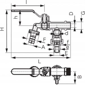 Ferro KCD1 ZAWÓR CZERP.KULOWY Z 2 PRZYŁ. 3/4", 1/2" FERRO // ZKC.15/20-COMFORT-FER 2