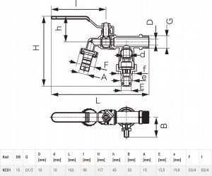 Ferro KCD1 ZAWÓR CZERP.KULOWY Z 2 PRZYŁ. 3/4", 1/2" FERRO // ZKC.15/20-COMFORT-FER 4