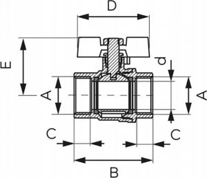 Ferro KFPM3 ZAWÓR KUL. WODNY MOTYL 1'' NAKR-NAKR, F-POWER// ZKW-25-WW-M-FER-POWER 3