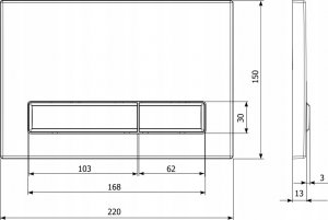 Przycisk spłukujący KK-Pol M08 SPP/119/5/K ( 350/PPC/114-00-00) PRZYCISK DO STELAŻA AQUAFIORI CZARNY MAT // DLP.K.AQUAFIORI-M08/CZ.MAT 2