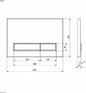 Przycisk spłukujący KK-Pol M08 SPP/119/5/K ( 350/PPC/114-00-00) PRZYCISK DO STELAŻA AQUAFIORI CZARNY MAT // DLP.K.AQUAFIORI-M08/CZ.MAT 10